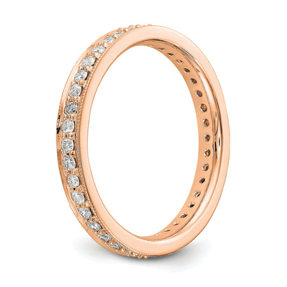 Solid Real 14k Rose Gold Polished Round 1/2 CT Vintage CZ Eternity Wedding Band Ring