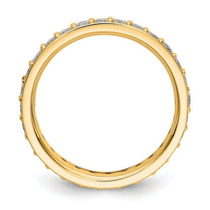 Solid Real 14k Polished Vintage 1ct CZ Eternity Wedding Band Ring
