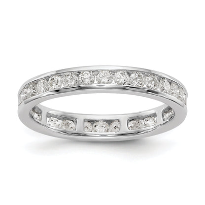 Solid Real 14k White Gold Polished 1ct Channel Set CZ Eternity Wedding Band Ring