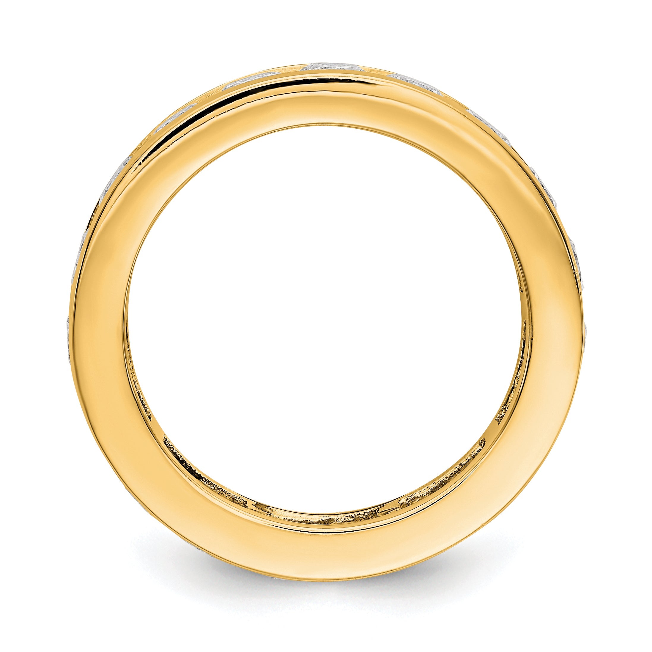 Solid Real 14k Polished 3ct Channel Set CZ Eternity Wedding Band Ring