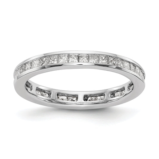 Solid Real 14k White Gold Polished 3ct Princess Channel Set CZ Eternity Wedding Band Ring