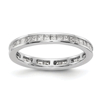 Solid Real 14k White Gold Polished 3ct Princess Channel Set CZ Eternity Wedding Band Ring