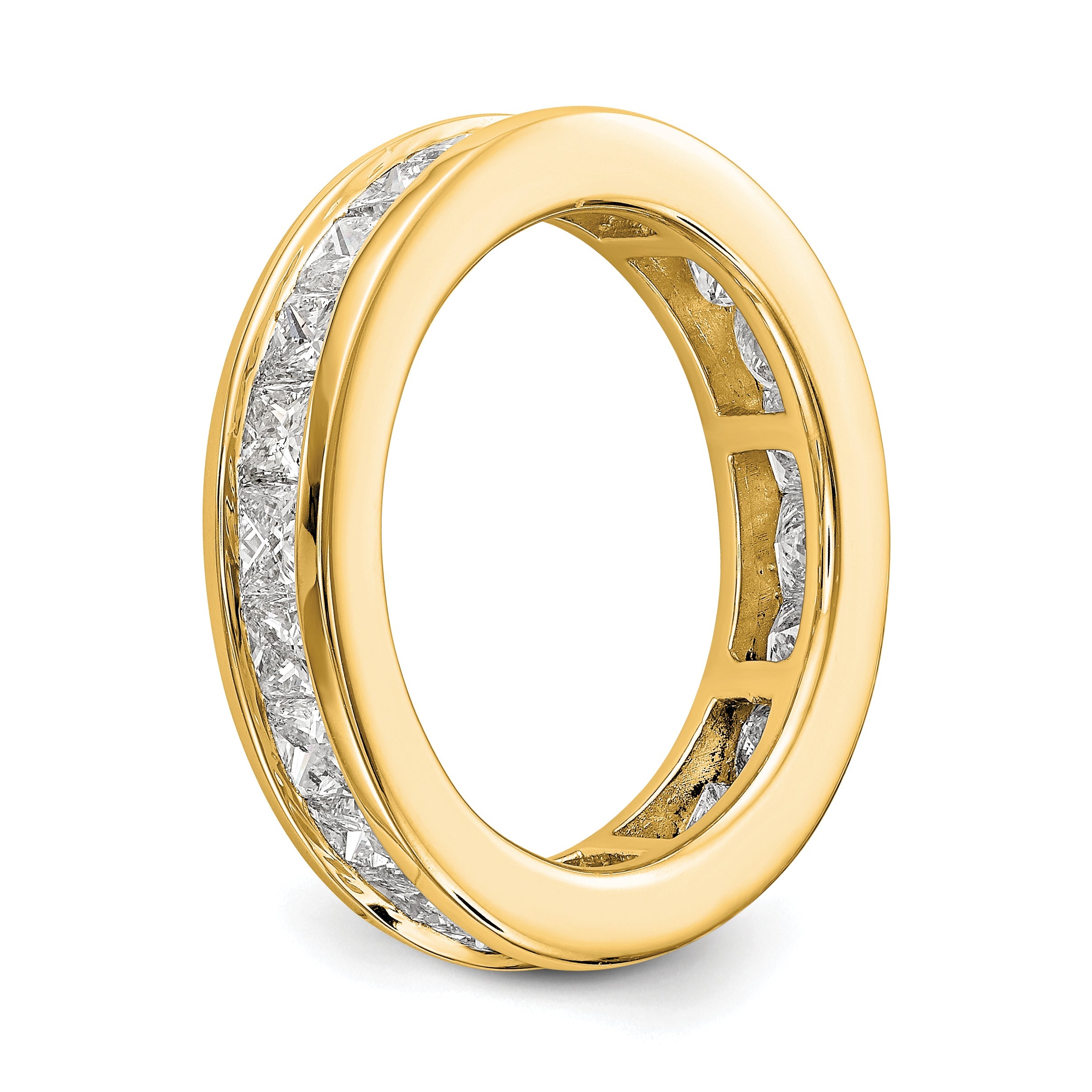 Solid Real 14k Polished 3ct Princess Channel Set CZ Eternity Wedding Band Ring