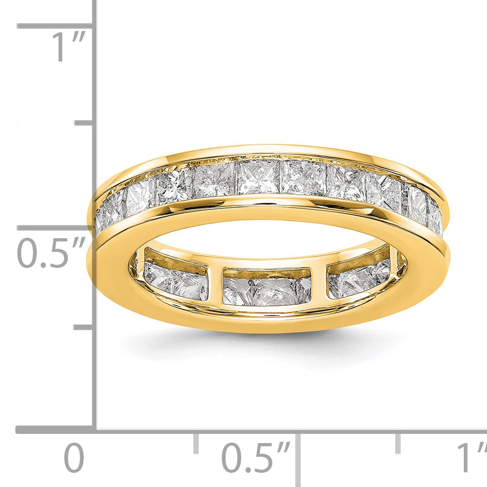 Solid Real 14k Polished 3ct Princess Channel Set CZ Eternity Wedding Band Ring