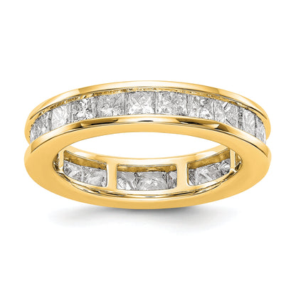 Solid Real 14k Polished 3ct Princess Channel Set CZ Eternity Wedding Band Ring