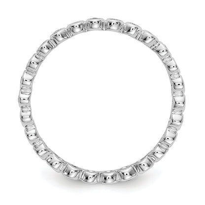 Solid Real 14k White Gold Polished 1/3ct Bezel Set CZ Eternity Wedding Band Ring