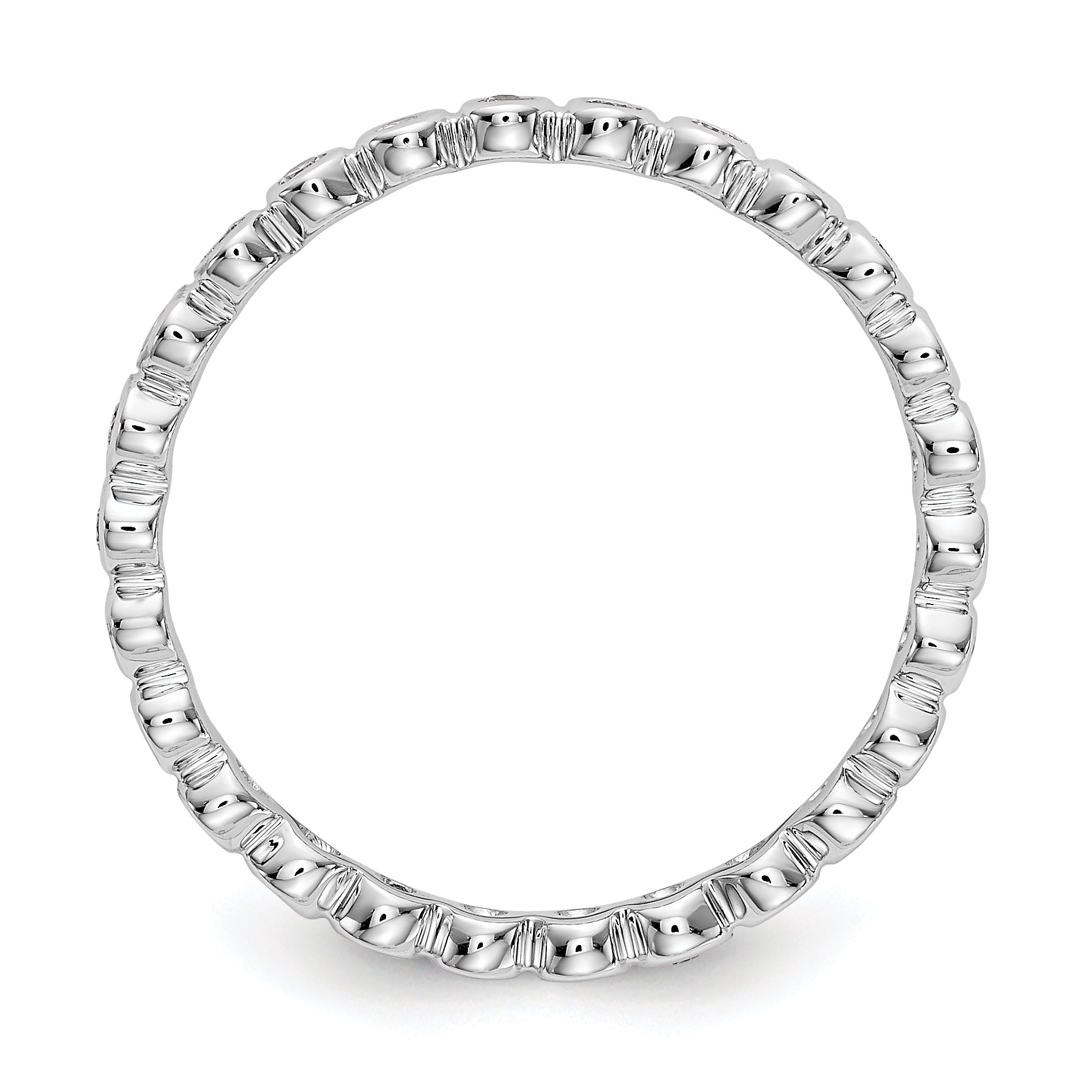 Solid Real 14k White Gold Polished 1/3ct Bezel Set CZ Eternity Wedding Band Ring