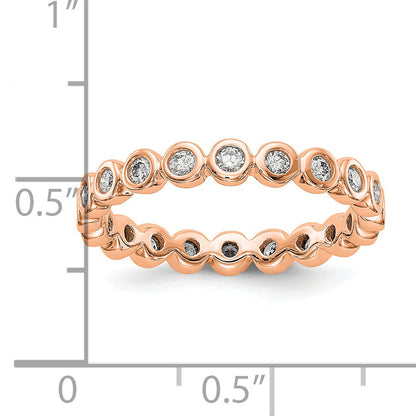 Solid Real 14k Rose Gold Polished 1/2ct Bezel Set CZ Eternity Wedding Band Ring