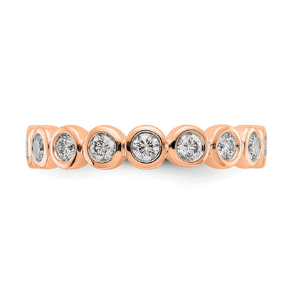 Solid Real 14k Rose Gold Polished 1ct Bezel Set CZ Eternity Wedding Band Ring