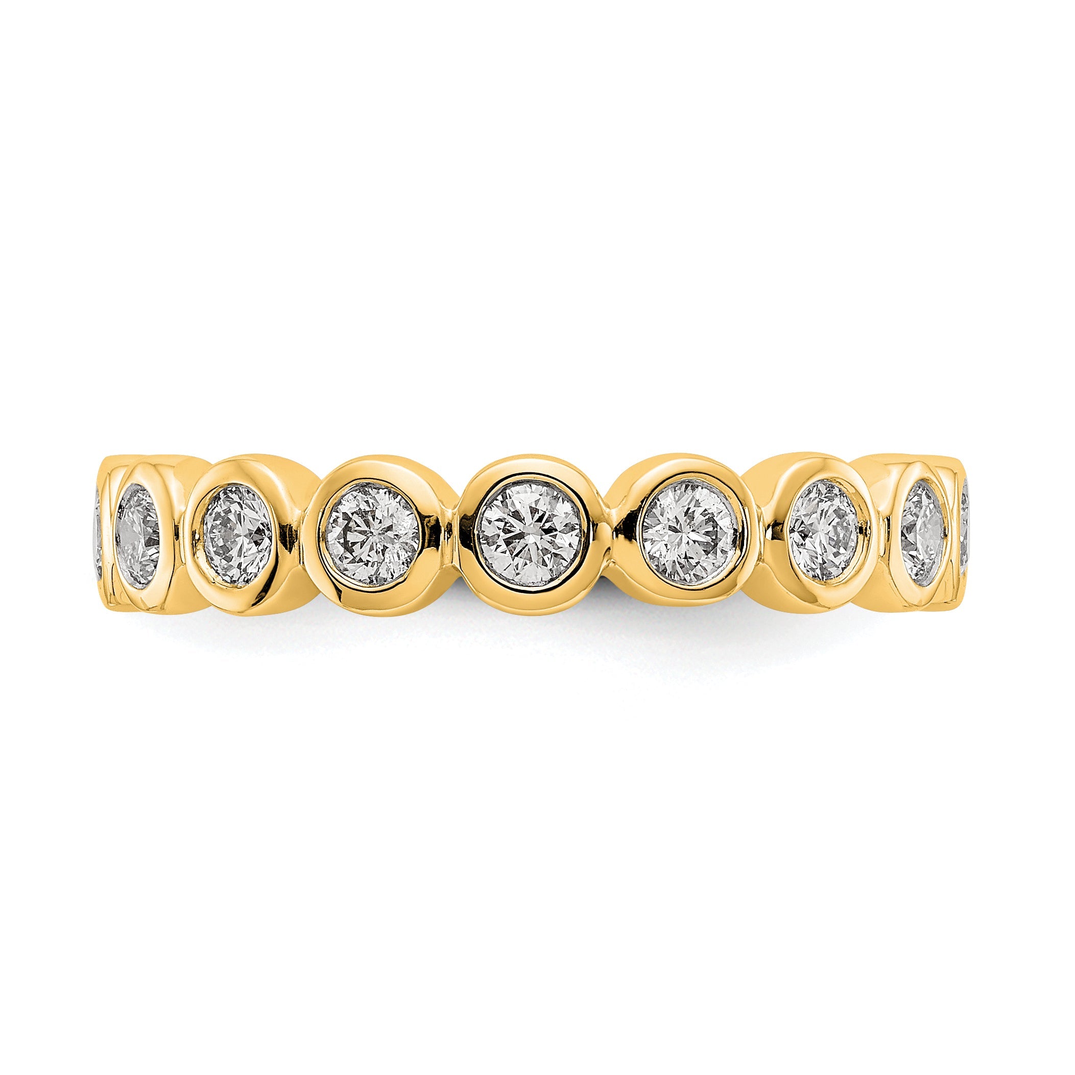 Solid Real 14k Polished 1ct Bezel Set CZ Eternity Wedding Band Ring