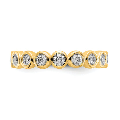 Solid Real 14k Polished 1ct Bezel Set CZ Eternity Wedding Band Ring