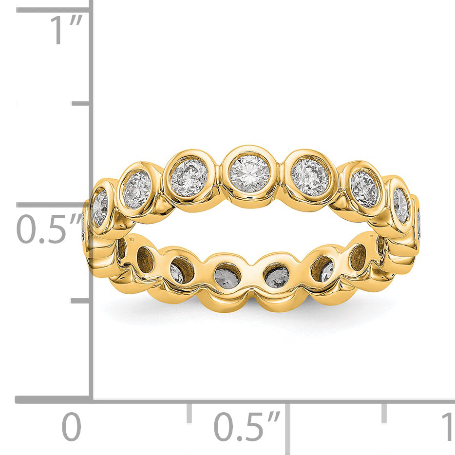 Solid Real 14k Polished 1ct Bezel Set CZ Eternity Wedding Band Ring