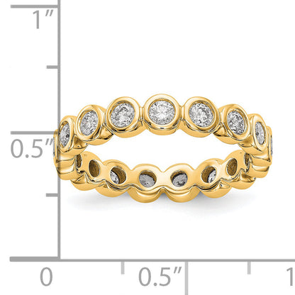 Solid Real 14k Polished 1ct Bezel Set CZ Eternity Wedding Band Ring