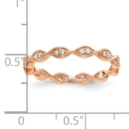 Solid Real 14k Rose Gold Polished Vintage Pave Size 5.5 CZ Eternity Wedding Band Ring
