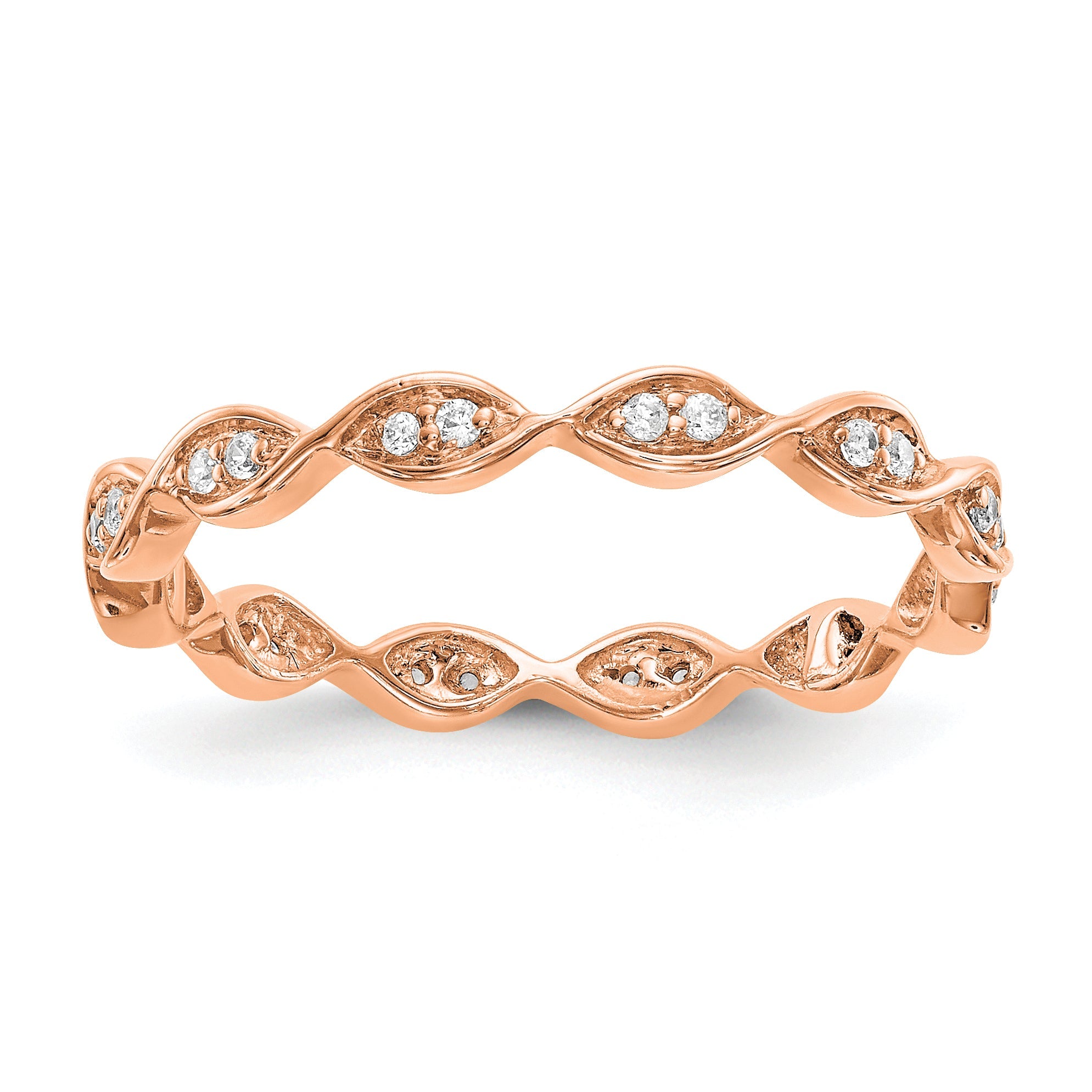 Solid Real 14k White Gold Polished 1/2 CT 3 Row Vintage Pave CZ Eternity Wedding Band Ring