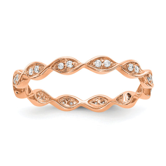 Solid Real 14k Tri-color Gold 1/6CT Vintage Pave Size 5 CZ Eternity Wedding Band Ring