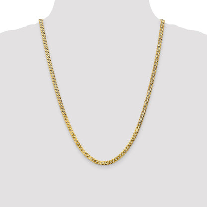 Solid 14K Yellow Gold 24 inch 4.75mm Flat Beveled Curb with Lobster Clasp Chain Necklace