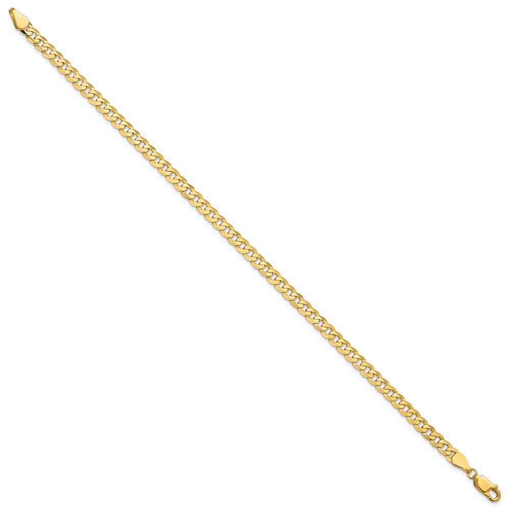Solid 14K Yellow Gold 9 inch 4.75mm Flat Beveled Curb with Lobster Clasp Chain Bracelet