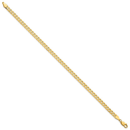 Solid 14K Yellow Gold 9 inch 4.75mm Flat Beveled Curb with Lobster Clasp Chain Bracelet