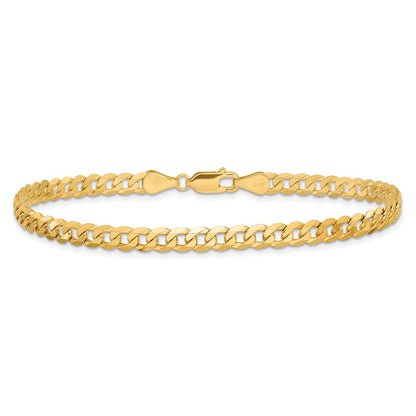 Solid 14K Yellow Gold 9 inch 4.75mm Flat Beveled Curb with Lobster Clasp Chain Bracelet