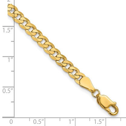 Solid 14K Yellow Gold 9 inch 4.75mm Flat Beveled Curb with Lobster Clasp Chain Bracelet