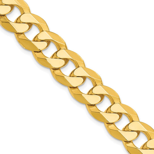 2 Inch Solid 14K Yellow Gold 12.0mm Flat Beveled Curb Chain Necklace