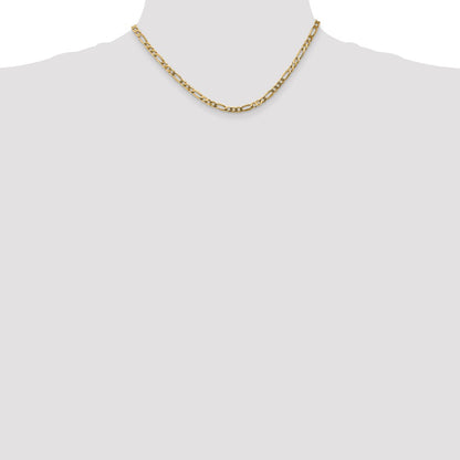 14K Yellow Gold 16 inch 4mm Flat Figaro with Lobster Clasp Chain Necklace