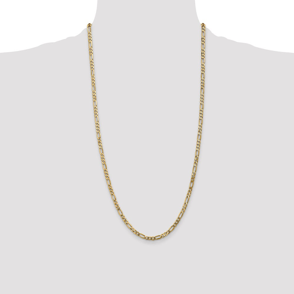 14K Yellow Gold 28 inch 4mm Flat Figaro with Lobster Clasp Chain Necklace