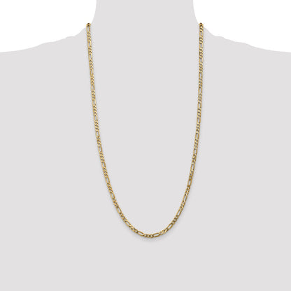 14K Yellow Gold 28 inch 4mm Flat Figaro with Lobster Clasp Chain Necklace