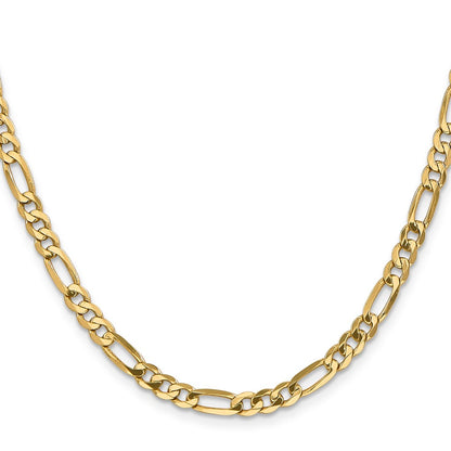 14K Yellow Gold 24 inch 4.75mm Flat Figaro with Lobster Clasp Chain Necklace