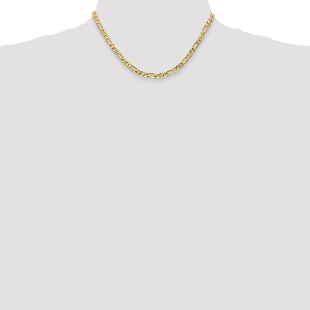 14K Yellow Gold 16 inch 4.75mm Flat Figaro with Lobster Clasp Chain Necklace