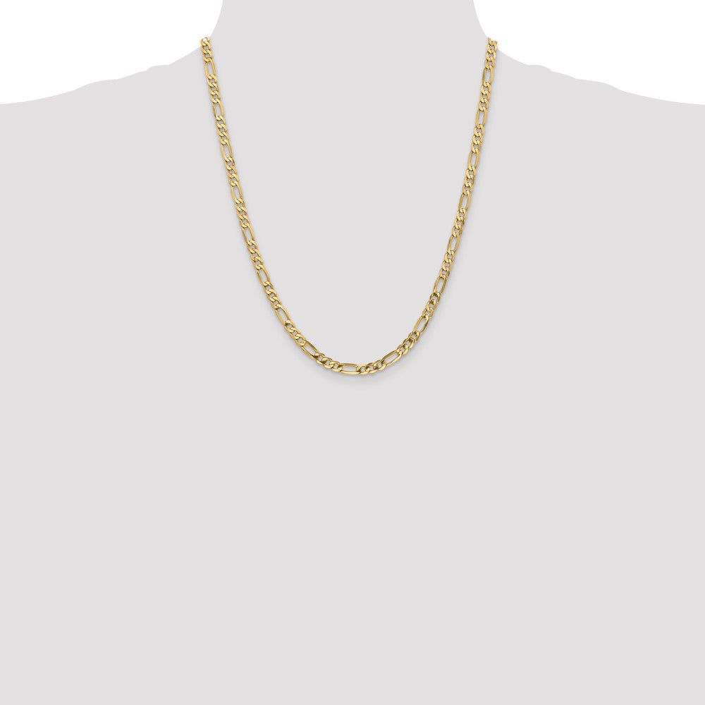 14K Yellow Gold 22 inch 4.75mm Flat Figaro with Lobster Clasp Chain Necklace
