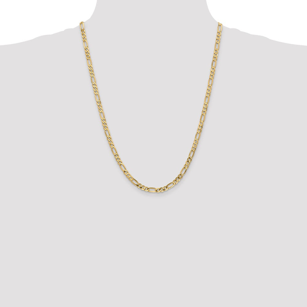 14K Yellow Gold 24 inch 4.75mm Flat Figaro with Lobster Clasp Chain Necklace