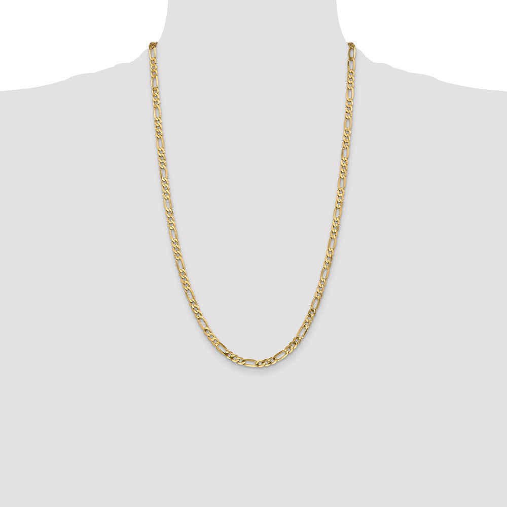 14K Yellow Gold 26 inch 4.75mm Flat Figaro with Lobster Clasp Chain Necklace