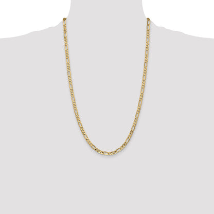 14K Yellow Gold 26 inch 4.75mm Flat Figaro with Lobster Clasp Chain Necklace