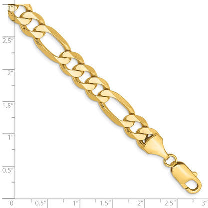 Solid 14K Yellow Gold 9 inch 8.75mm Flat Figaro with Lobster Clasp Chain Bracelet
