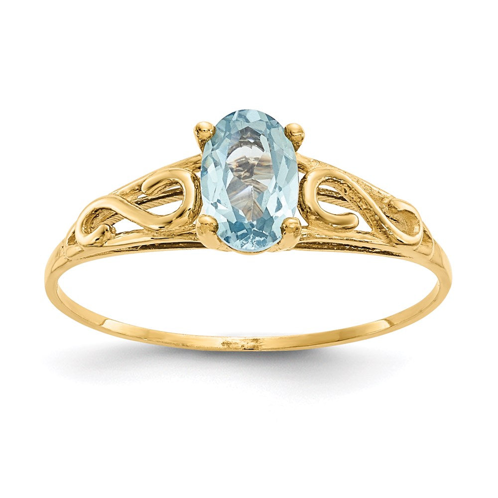 14k yellow gold madi k synthetic aquamarine ring gk277