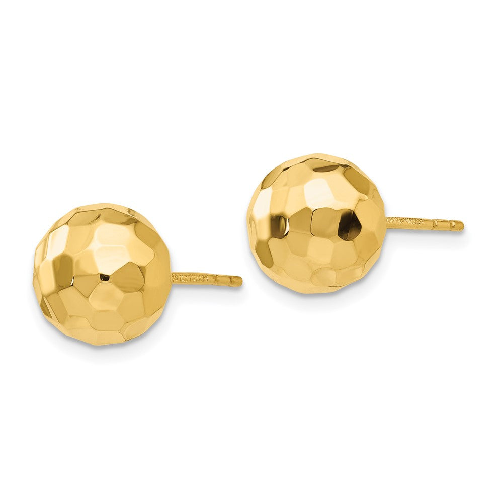 14k Yellow Gold Gold Polished and Diamond Cut 9.5MM Ball Post Earrings