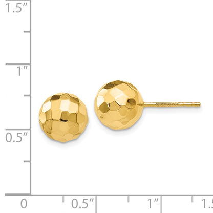 14k Yellow Gold Gold Polished and Diamond Cut 9.5MM Ball Post Earrings