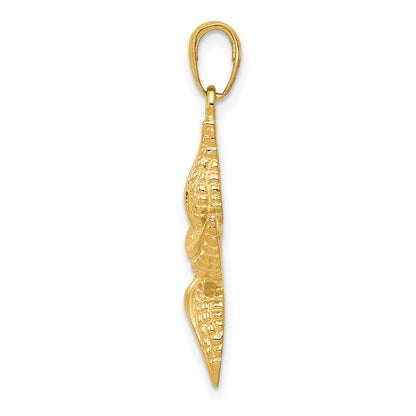 14k Yellow Gold Textured Starfish Pendant