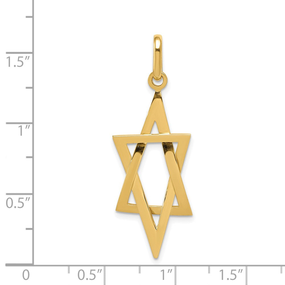 14k Yellow Gold Elongated Star of David Pendant