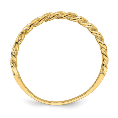 14k yellow gold chain link band ring k3865