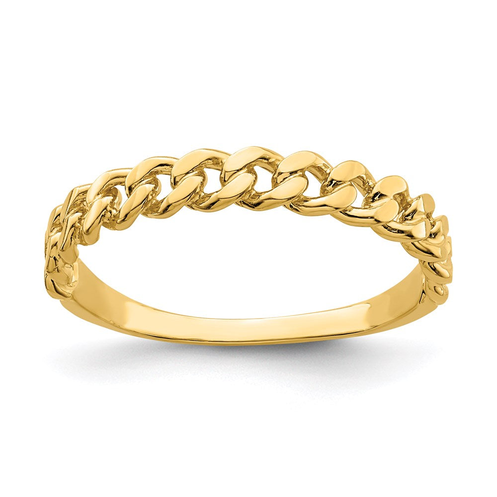 14k yellow gold chain link band ring k3865