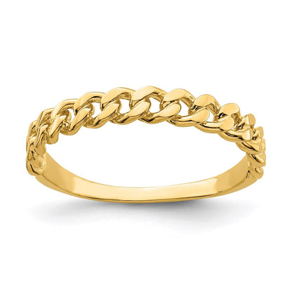14k yellow gold chain link band ring k3865