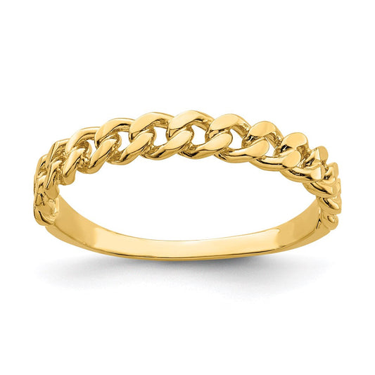 14k yellow gold chain link band ring k3865