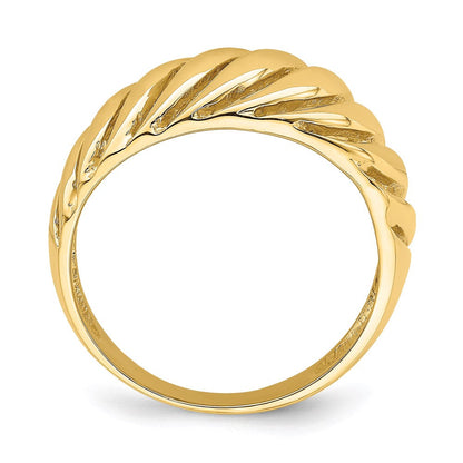 14k yellow gold open slash dome ring k3872