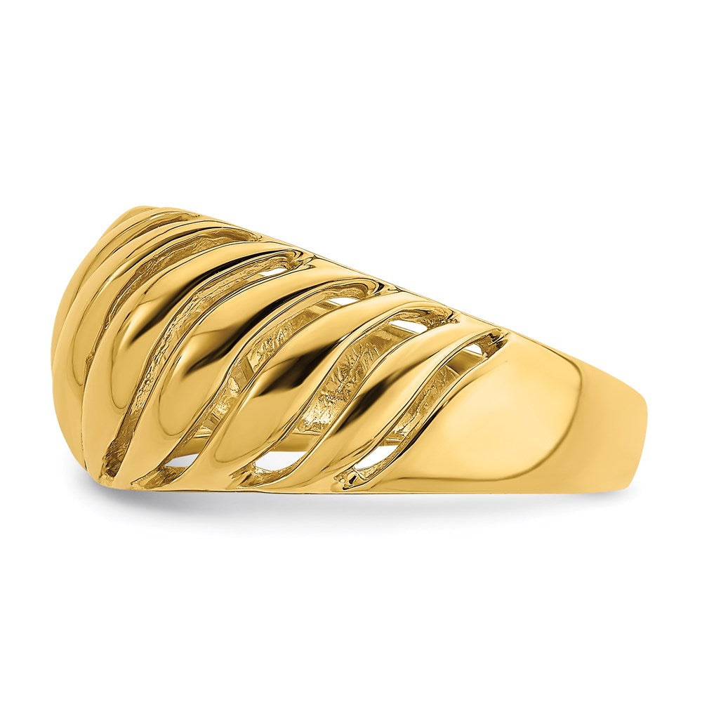 14k yellow gold open slash dome ring k3872