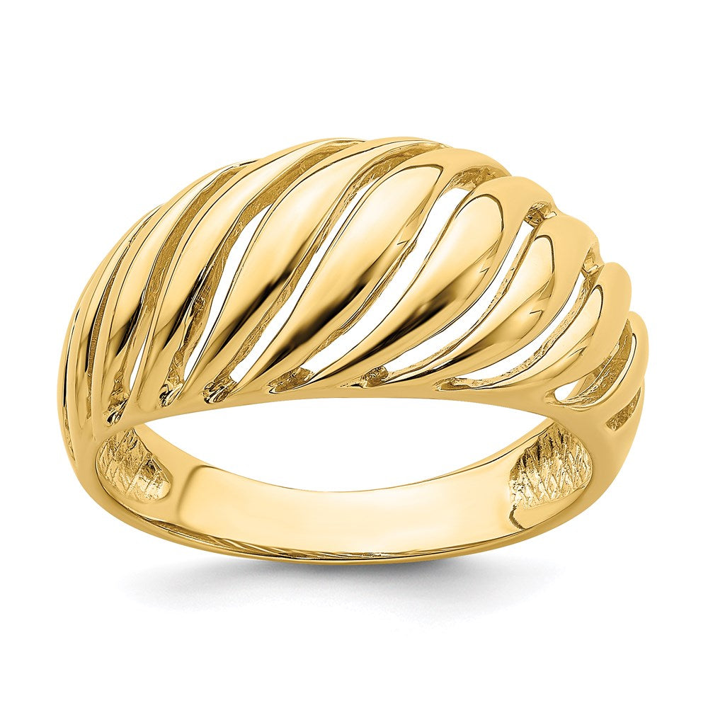 14k yellow gold open slash dome ring k3872