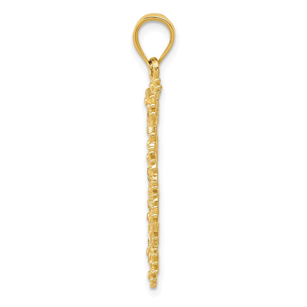 14k Yellow & Rhodium Gold & Rhodium Diamond-cut Starburst Snowflake Pendant