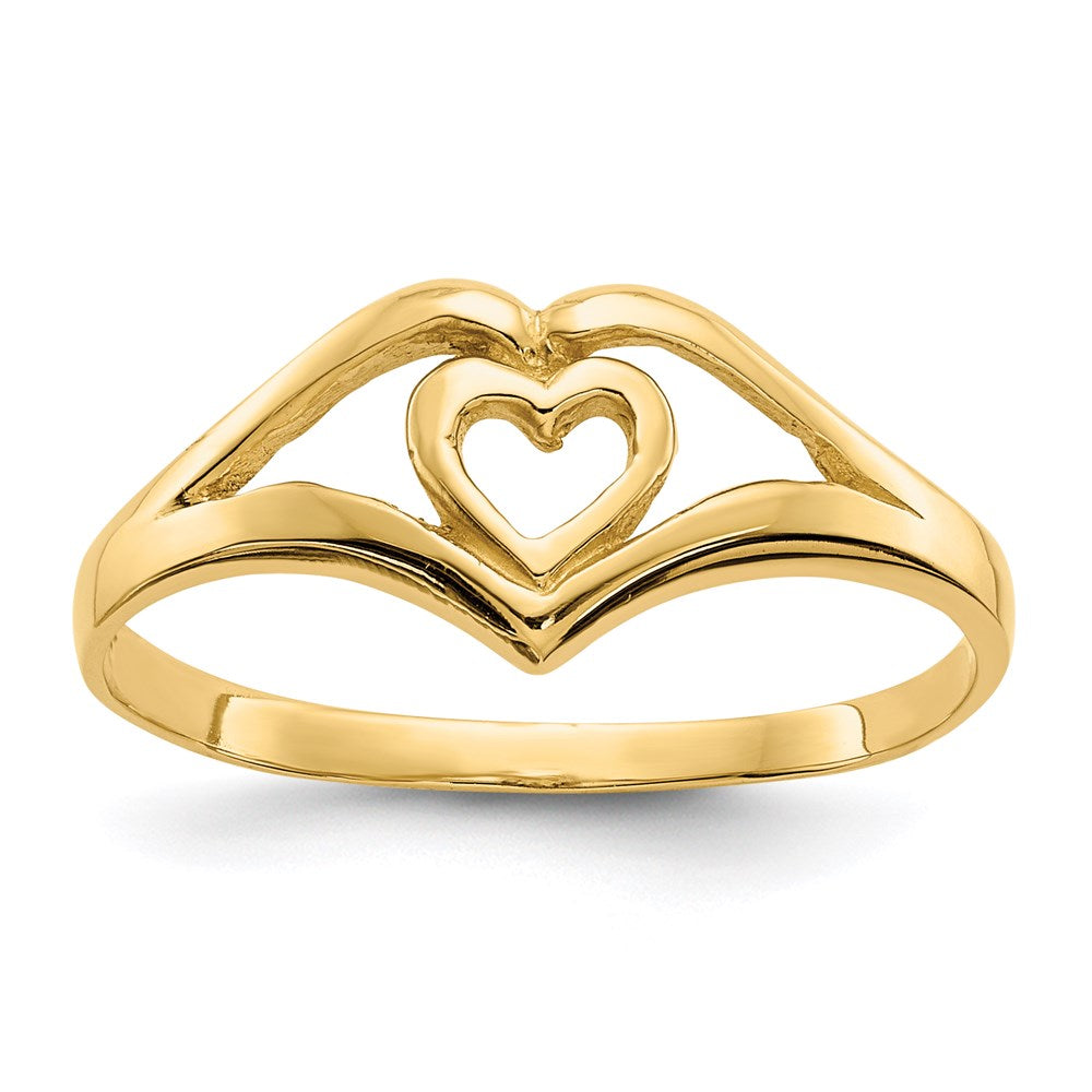 14k yellow gold polished heart ring k4577